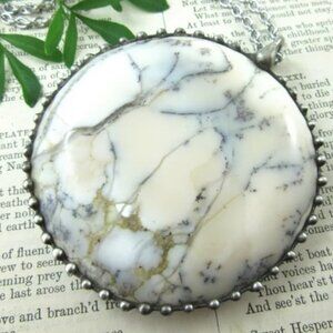 Artisan Etsy Callisto Jewelry Huge White Dendritic Opal Crystal Pendant Necklace